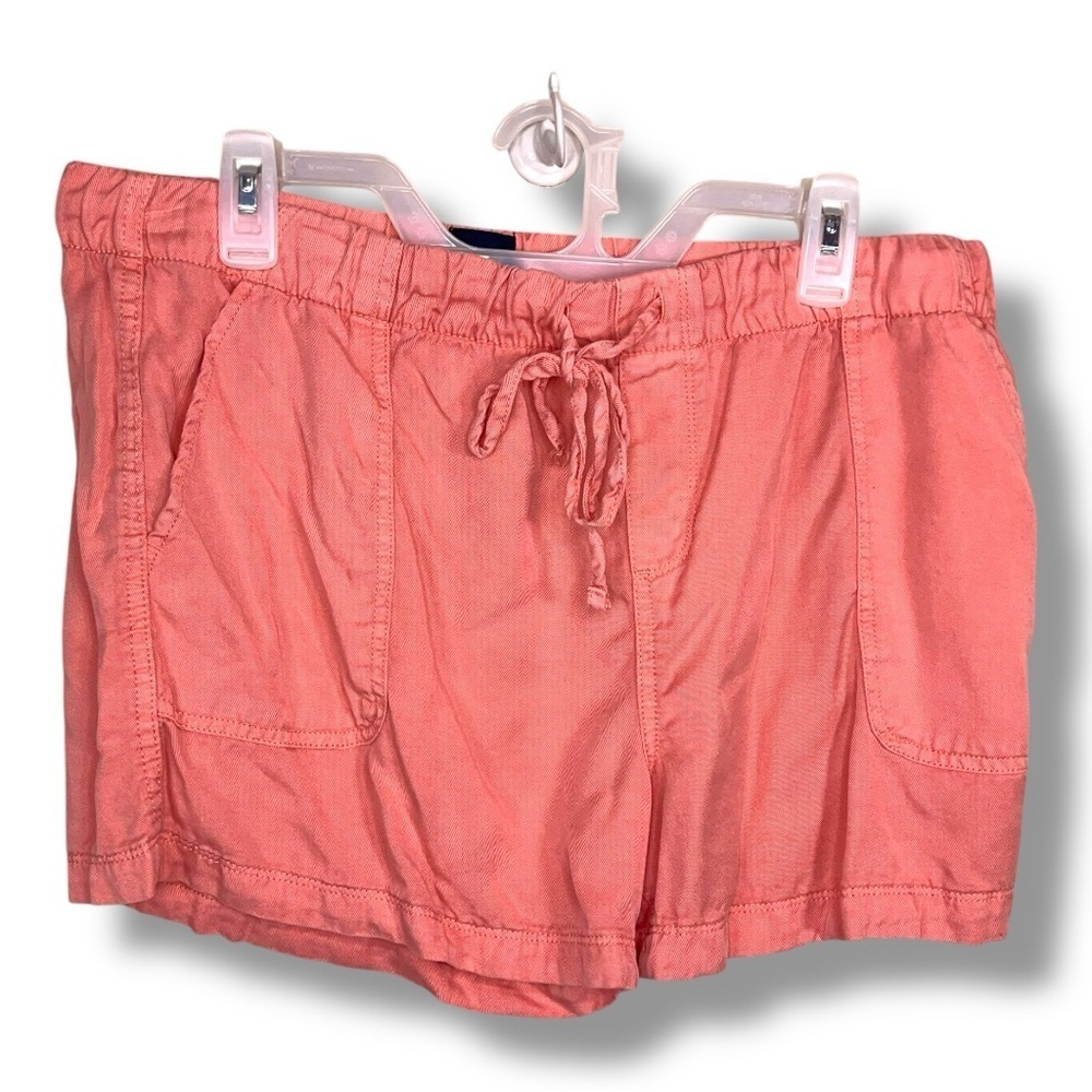 Large GAP Peach Orange Lyocell Shorts Elastic Drawstring Waistband Comfortable